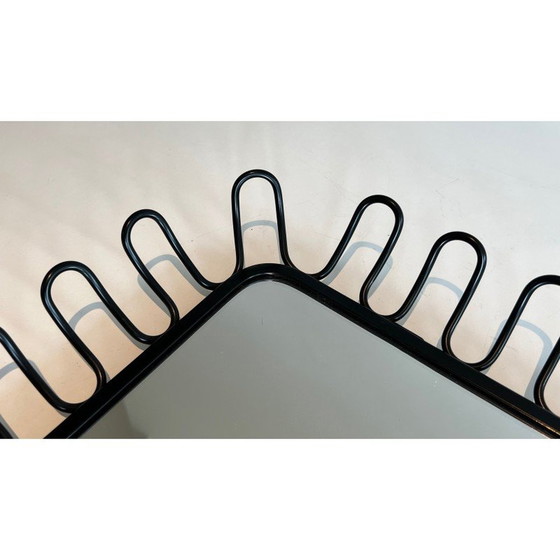 Image 1 of Paar schwarz lackierte Vintage-Metallspiegel, 1980