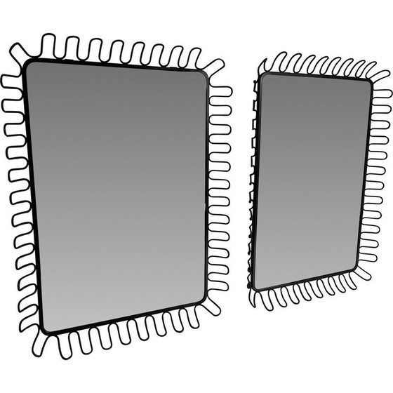 Image 1 of Paar schwarz lackierte Vintage-Metallspiegel, 1980