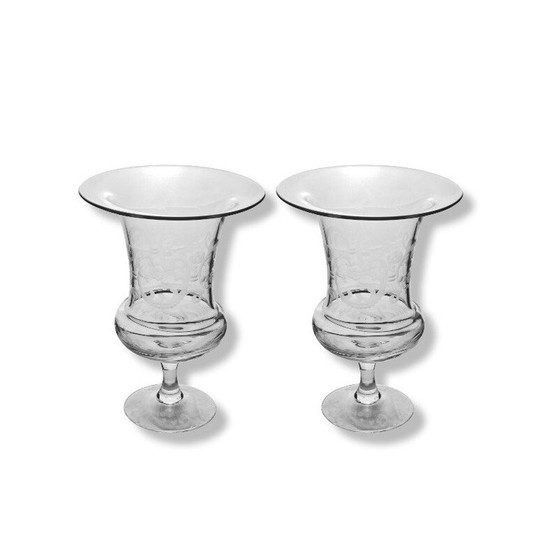 Image 1 of Paar dekorierte Glasvasen, 1980