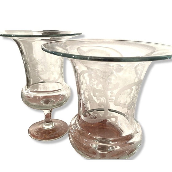 Image 1 of Paar dekorierte Glasvasen, 1980