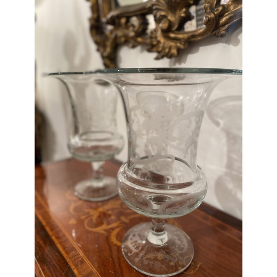 Image 1 of Paar dekorierte Glasvasen, 1980