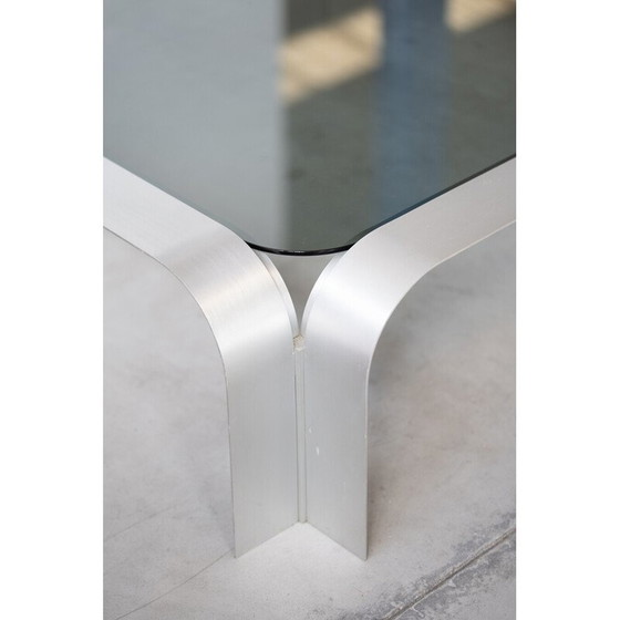 Image 1 of Vintage Space Age Couchtisch aus gebürstetem Aluminium, Deutschland 1970