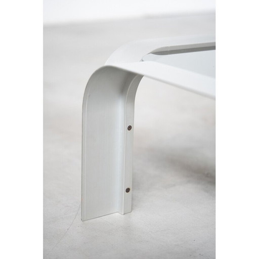 Vintage Space Age Couchtisch aus gebürstetem Aluminium, Deutschland 1970