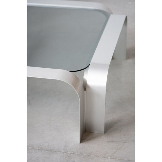 Image 1 of Vintage Space Age Couchtisch aus gebürstetem Aluminium, Deutschland 1970
