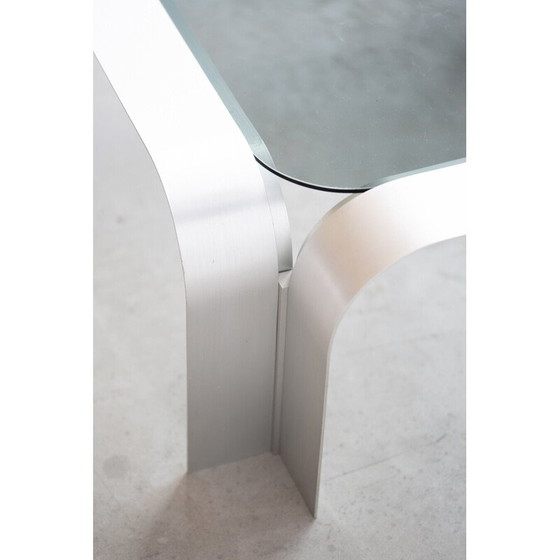 Image 1 of Vintage Space Age Couchtisch aus gebürstetem Aluminium, Deutschland 1970