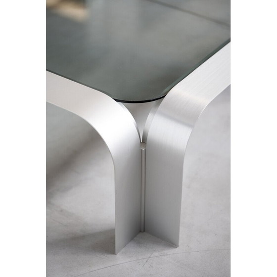 Image 1 of Vintage Space Age Couchtisch aus gebürstetem Aluminium, Deutschland 1970