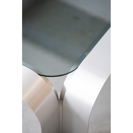 Image 1 of Vintage Space Age Couchtisch aus gebürstetem Aluminium, Deutschland 1970