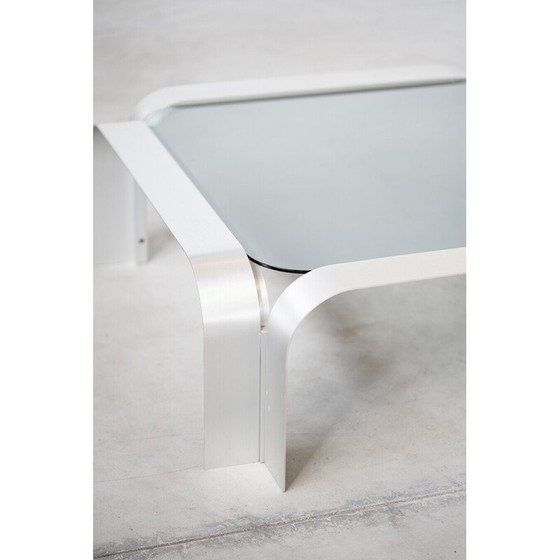 Image 1 of Vintage Space Age Couchtisch aus gebürstetem Aluminium, Deutschland 1970