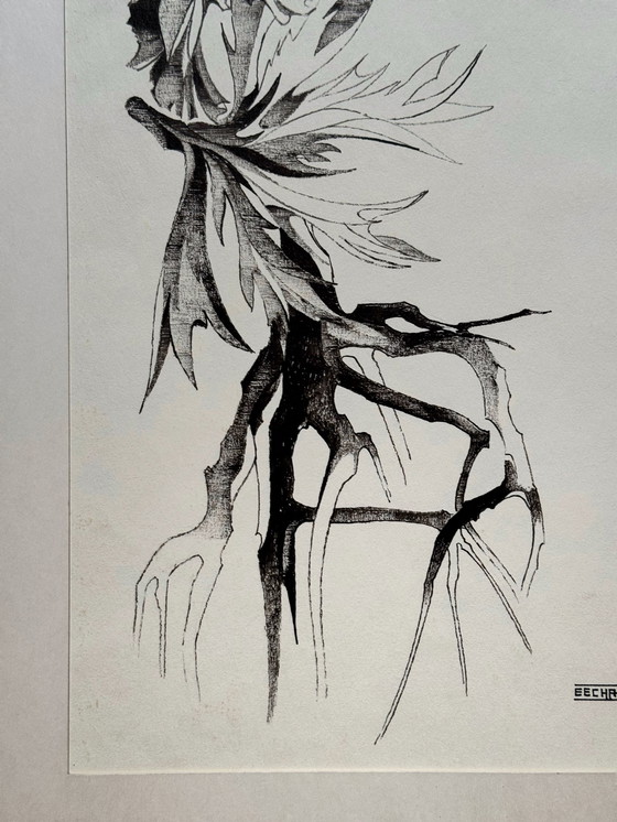 Image 1 of Eugene Eechaut (1928-2019) Florale Tuschekomposition, 1970