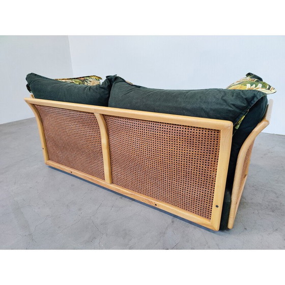 Image 1 of Italienisches Sofa aus der Mitte des Jahrhunderts aus Rattan und Stoff, 1970er Jahre