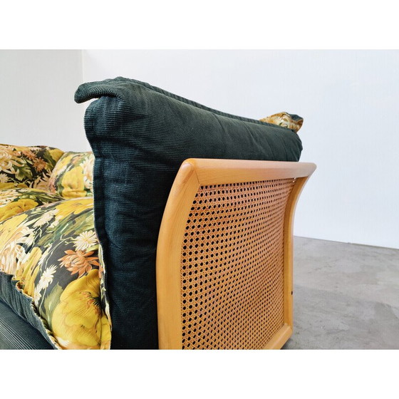 Image 1 of Italienisches Sofa aus der Mitte des Jahrhunderts aus Rattan und Stoff, 1970er Jahre