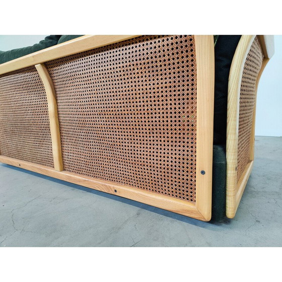 Image 1 of Italienisches Sofa aus der Mitte des Jahrhunderts aus Rattan und Stoff, 1970er Jahre