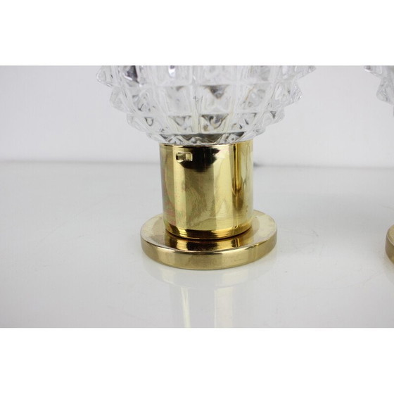 Image 1 of Alte Wandlampe aus Glas und Messing, Tschechoslowakei