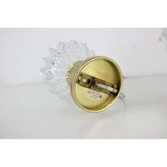 Image 1 of Alte Wandlampe aus Glas und Messing, Tschechoslowakei
