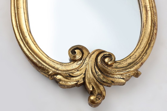 Image 1 of Belgischer goldgerahmter ovaler Spiegel im Louis-XV-Stil des 20.