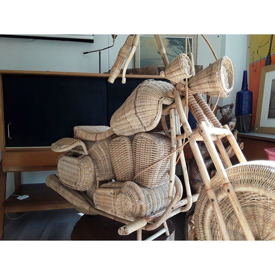 Image 1 of Vintage-Motorradskulptur aus Rattan von Tom Dixon, 1980