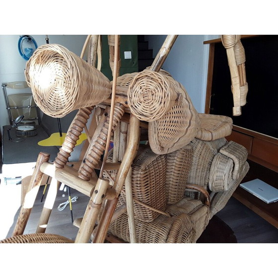 Image 1 of Vintage-Motorradskulptur aus Rattan von Tom Dixon, 1980