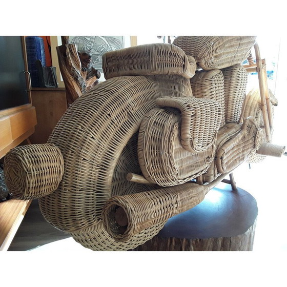 Image 1 of Vintage-Motorradskulptur aus Rattan von Tom Dixon, 1980