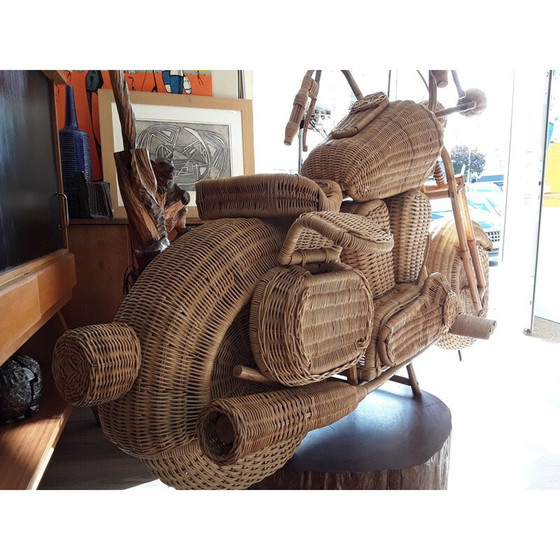 Image 1 of Vintage-Motorradskulptur aus Rattan von Tom Dixon, 1980