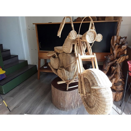 Image 1 of Vintage-Motorradskulptur aus Rattan von Tom Dixon, 1980