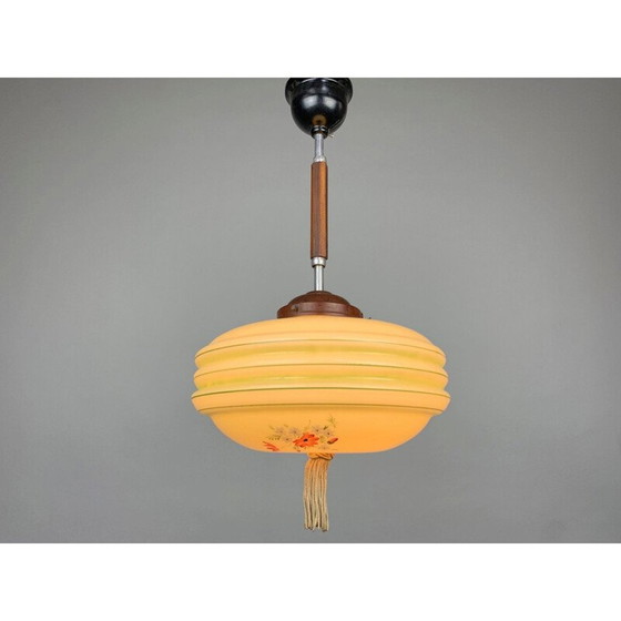 Image 1 of Handbemalter Glasanhänger im Art-Déco-Stil, 1930