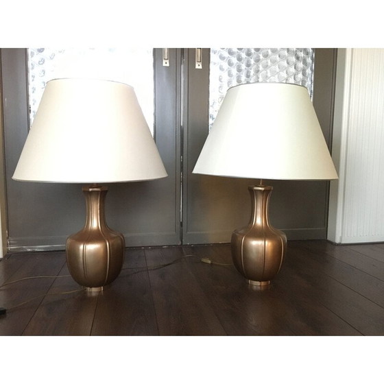 Image 1 of Vintage Tischlampe Metall Hollywood Regency, 1970er Jahre