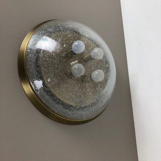 Image 1 of Wandleuchte aus Messing und Glas von Hillebrand Leuchten, Deutschland 1970