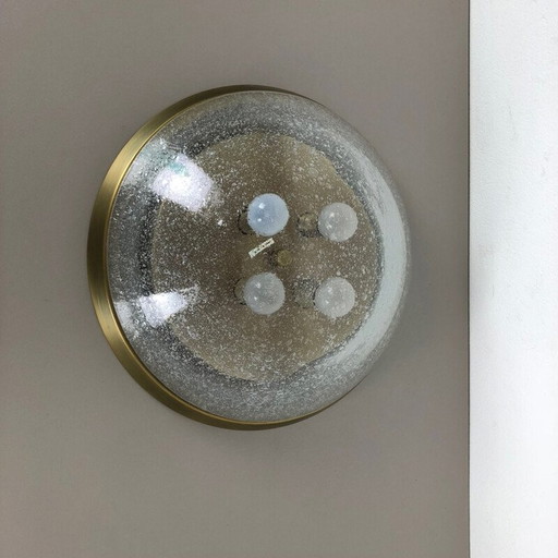 Wandleuchte aus Messing und Glas von Hillebrand Leuchten, Deutschland 1970