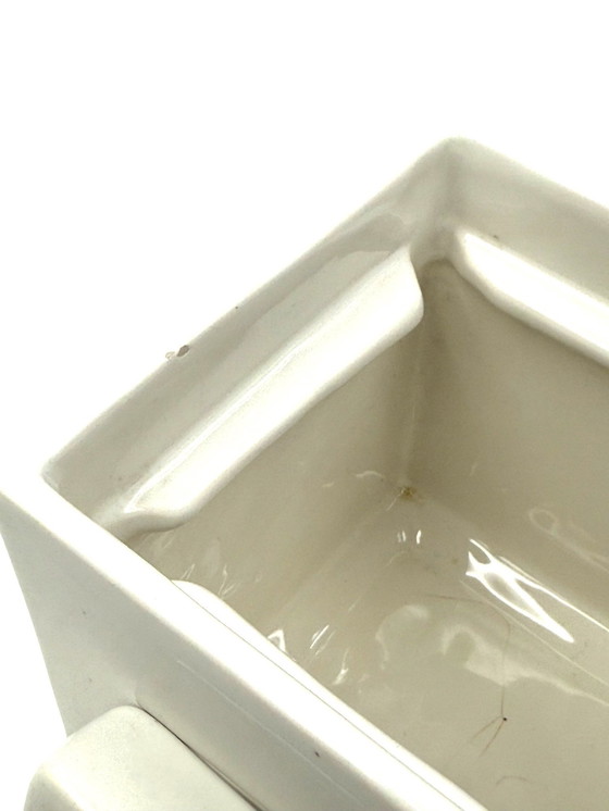 Image 1 of Studio Opi, Weiß Raumzeitalter Mod. Ikebana A Keramik Vase / Aschenbecher, Gabbianelli Italien Ca. 1970