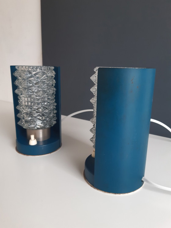 Image 1 of Satz von 2 wunderschönen Mcm Bettlampen aus Glas