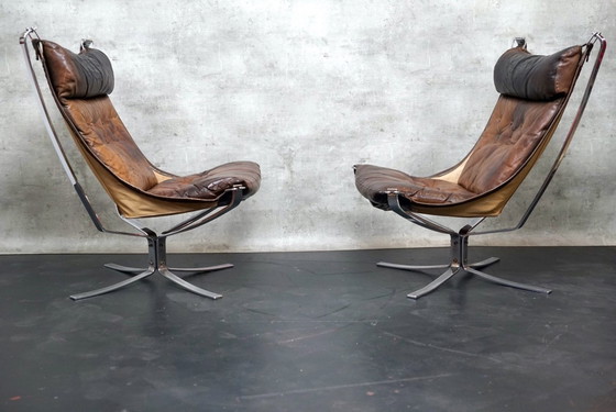 Image 1 of 2x Sigurd Ressell für Vatne Møbler Falcon Stühle und Fußhocker