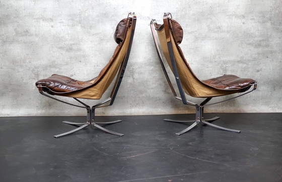 Image 1 of 2x Sigurd Ressell für Vatne Møbler Falcon Stühle und Fußhocker