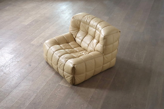 Image 1 of Kashima Lounge Chair aus cremefarbenem Leder von Michel Ducaroy für Ligne Roset, 1970er Jahre