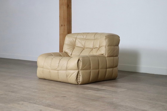Image 1 of Kashima Lounge Chair aus cremefarbenem Leder von Michel Ducaroy für Ligne Roset, 1970er Jahre