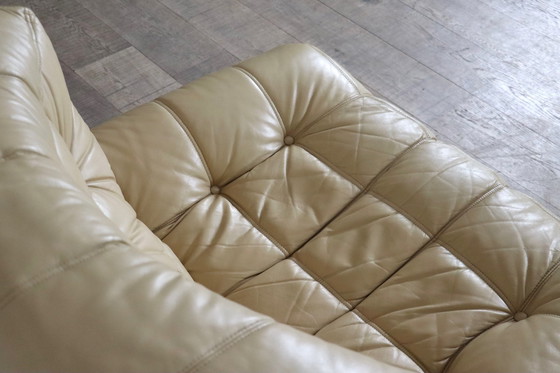 Image 1 of Kashima Lounge Chair aus cremefarbenem Leder von Michel Ducaroy für Ligne Roset, 1970er Jahre