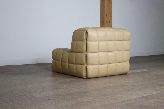 Image 1 of Kashima Lounge Chair aus cremefarbenem Leder von Michel Ducaroy für Ligne Roset, 1970er Jahre