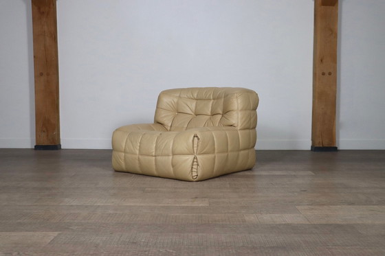 Image 1 of Kashima Lounge Chair aus cremefarbenem Leder von Michel Ducaroy für Ligne Roset, 1970er Jahre