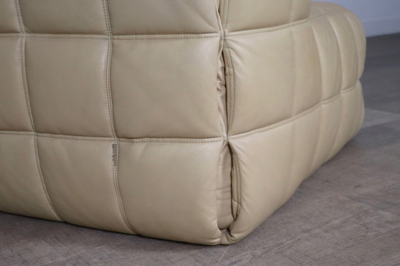 Image 1 of Kashima Lounge Chair aus cremefarbenem Leder von Michel Ducaroy für Ligne Roset, 1970er Jahre
