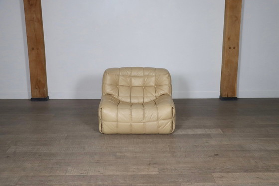 Image 1 of Kashima Lounge Chair aus cremefarbenem Leder von Michel Ducaroy für Ligne Roset, 1970er Jahre