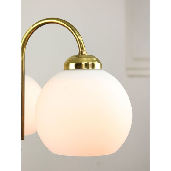 Image 1 of Vintage-Kronleuchter aus Messing und Opalglas, Italien