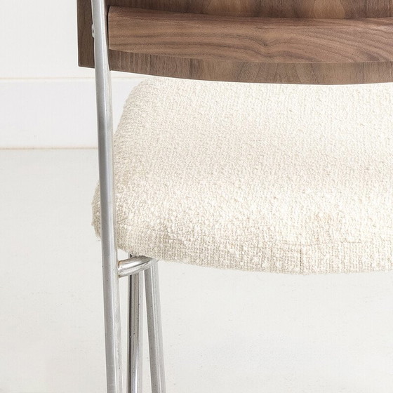 Image 1 of Set aus 4 Vintage-Stühlen mit verchromtem Stahlgestell und Rückenlehne aus Nussbaumholz