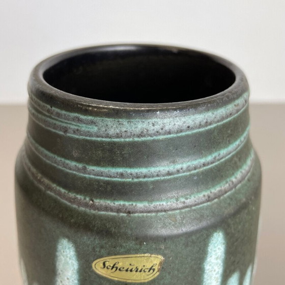 Image 1 of Vintage grün und weiß Fett Lava Keramik Vase für Scheurich, Deutschland 1970er