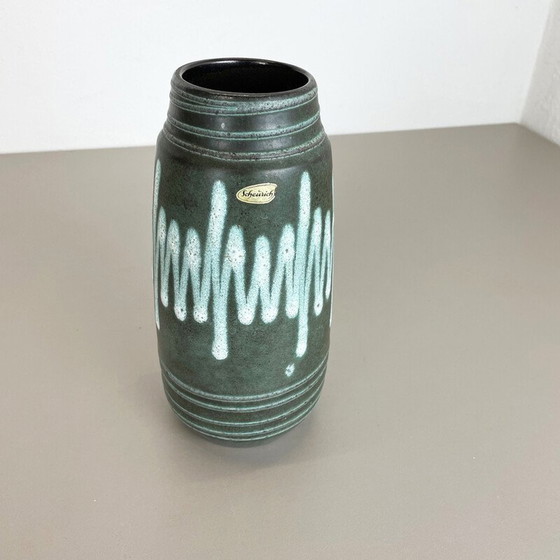 Image 1 of Vintage grün und weiß Fett Lava Keramik Vase für Scheurich, Deutschland 1970er
