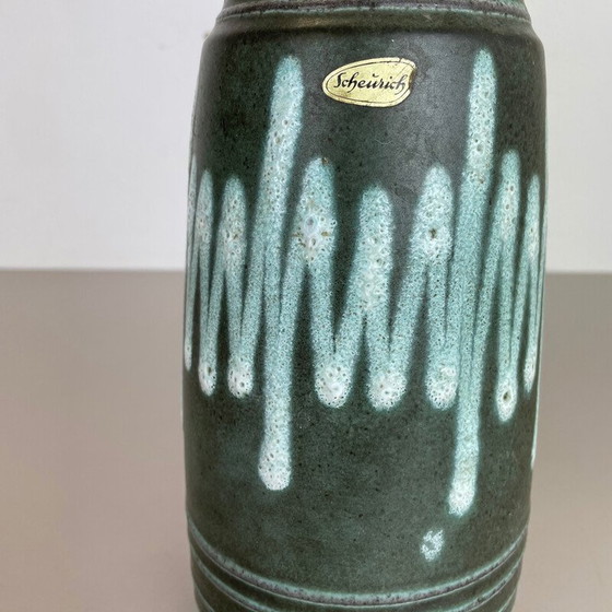 Image 1 of Vintage grün und weiß Fett Lava Keramik Vase für Scheurich, Deutschland 1970er