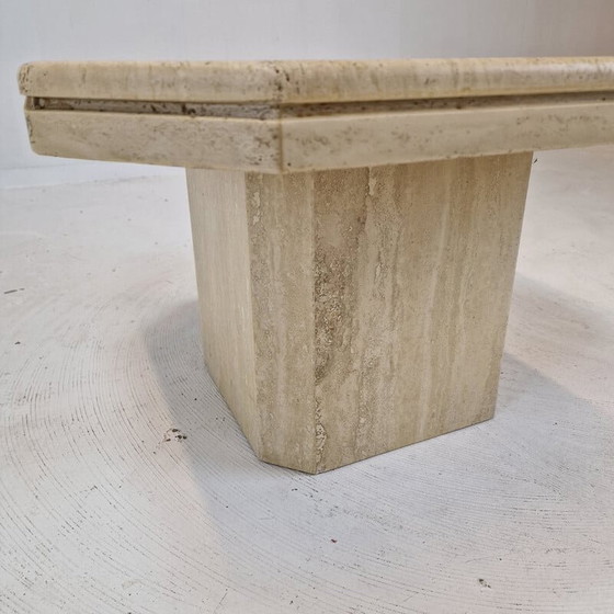 Image 1 of Italienischer Vintage-Couchtisch aus Travertin, 1980er Jahre