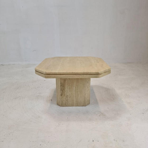 Image 1 of Italienischer Vintage-Couchtisch aus Travertin, 1980er Jahre