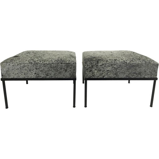 Paar schwarz lackierte Rohrhocker Modell "Horse Guard" von Mathieu Mategot, 1960