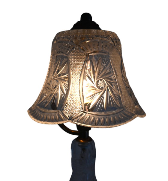 Image 1 of Vintage Bohemian Kristall Pilz Tischlampe