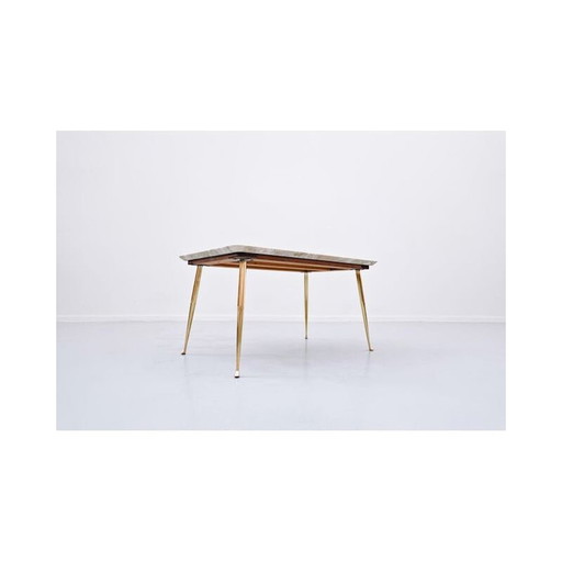 Vintage Beistelltisch aus Mable und Messing, Italien 1960er