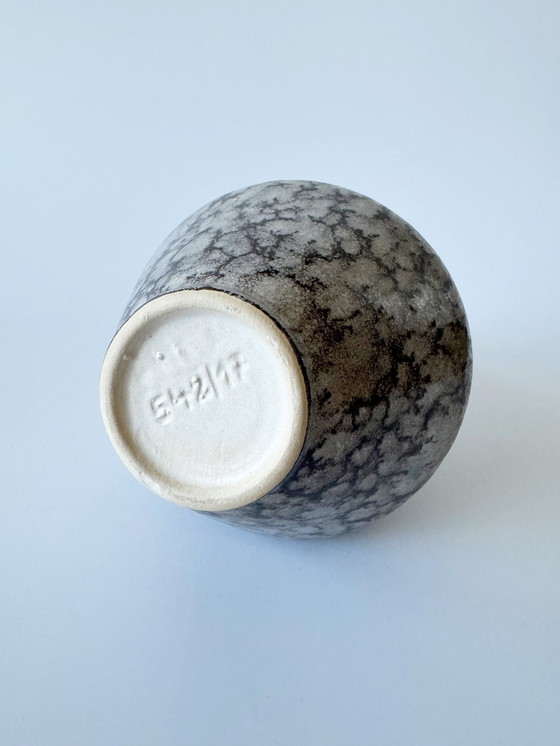 Image 1 of Walter Gerhard Keramik 542/17, Vase Aus Keramik Mit Laufglasur, Asymmetrische Öffnung, Mid Century, West Germany 